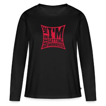 Beer Me Me marier - T-shirt manches longues Premium bio Femme - noir - Devant - Julia (174cm)