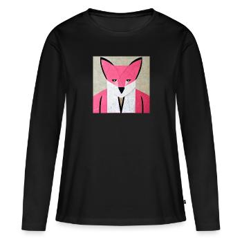 Origamifox - T-shirt manches longues Premium bio Femme - noir - Devant - Julia (174cm)