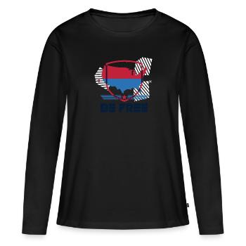 Soyez libre Amérique - T-shirt manches longues Premium bio Femme - noir - Devant - Julia (174cm)