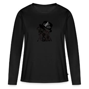 Vieux chapeau de musique de bouledogue anglais, Hip Hop, - T-shirt manches longues Premium bio Femme - noir - Devant - Julia (174cm)