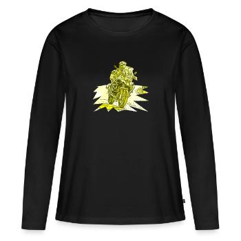Courbe Adventure Bike jaune - T-shirt manches longues Premium bio Femme - noir - Devant - Julia (174cm)