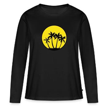 Palmiers - T-shirt manches longues Premium bio Femme - noir - Devant - Julia (174cm)