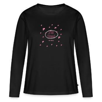 I am real - Women's Premium Organic Long Sleeve Shirt - black - Front - Julia (174cm)