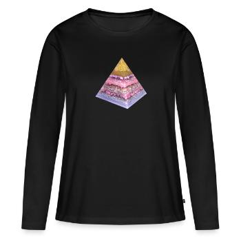Schwingungserhöhung Pyramide - Frauen Premium Bio Langarmshirt - Schwarz - Vorne - Julia (174cm)
