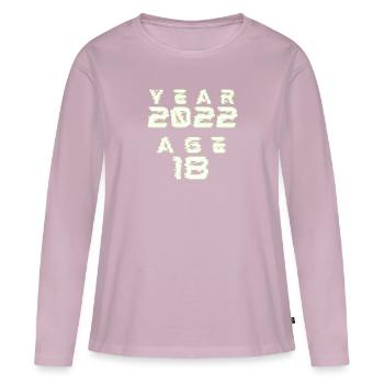 Year 2022 Age 18 - Frauen Premium Bio Langarmshirt - Altrosa - Vorne - Julia (174cm)