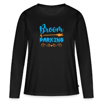 Broom parking - humour Halloween - T-shirt manches longues Premium bio Femme - noir - Devant - Julia (174cm)