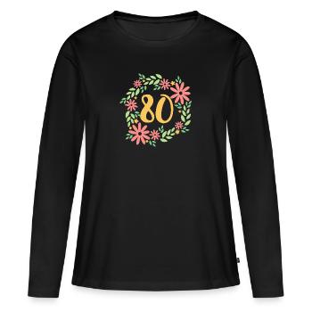 80th Birthday Gift - Women's Premium Organic Long Sleeve Shirt - black - Front - Julia (174cm)