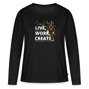 like, work, create - T-shirt manches longues Premium bio Femme - noir - Devant - Julia (174cm)