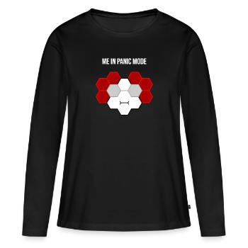 Moi en mode panique - T-shirt manches longues Premium bio Femme - noir - Devant - Julia (174cm)
