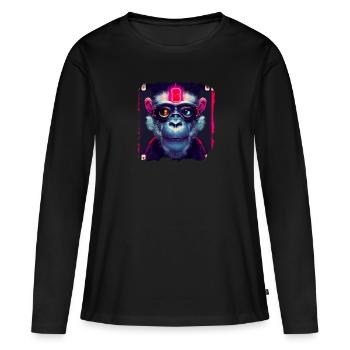 Cyber punk Monkey - Frauen Premium Bio Langarmshirt - Schwarz - Vorne - Julia (174cm)