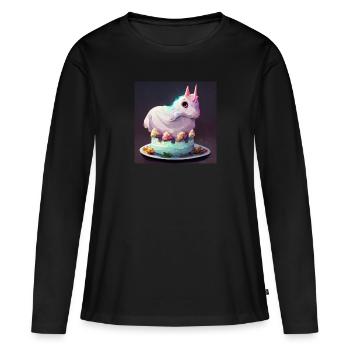 Cake en forme de licorne - T-shirt manches longues Premium bio Femme - noir - Devant - Julia (174cm)