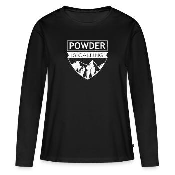 Neige fraîche sur les montagnes - La poudreuse appelle - T-shirt manches longues Premium bio Femme - noir - Devant - Julia (174cm)