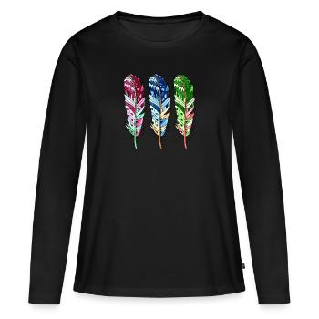 Stylo - T-shirt manches longues Premium bio Femme - noir - Devant - Julia (174cm)