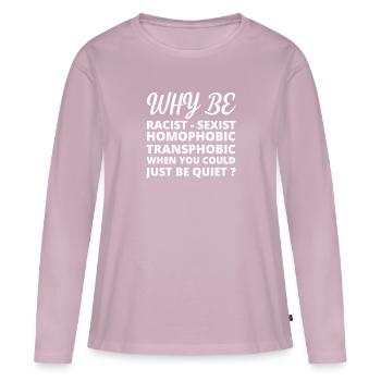Pourquoi être - T-shirt manches longues Premium bio Femme - rose poudré - Devant - Julia (174cm)