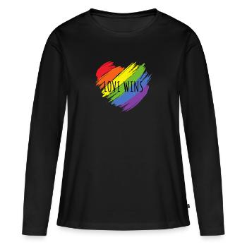 L’amour gagne - T-shirt manches longues Premium bio Femme - noir - Devant - Julia (174cm)