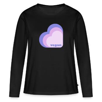 Cœur de lilas végétalien - T-shirt manches longues Premium bio Femme - noir - Devant - Julia (174cm)