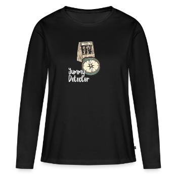 Yummy Detector - Du findest das Beste - Frauen Premium Bio Langarmshirt - Schwarz - Vorne - Julia (174cm)