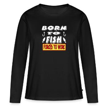 faire de la pêche - T-shirt manches longues Premium bio Femme - noir - Devant - Julia (174cm)