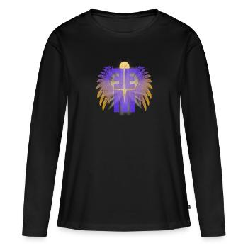 EEM = Erzengel Michael mit Schwert und Flügeln - Frauen Premium Bio Langarmshirt - Schwarz - Vorne - Julia (174cm)