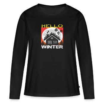 Hello Winter - Frauen Premium Bio Langarmshirt - Schwarz - Vorne - Julia (174cm)