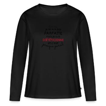 Not perfect but dietician - Women's Premium Organic Long Sleeve Shirt - black - Front - Julia (174cm)