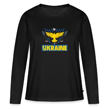 Ukraine - Frauen Premium Bio Langarmshirt - Schwarz - Vorne - Julia (174cm)