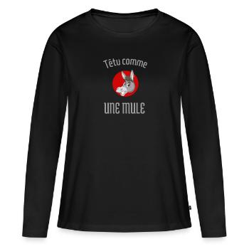 Stubborn as a mule - Women's Premium Organic Long Sleeve Shirt - black - Front - Julia (174cm)