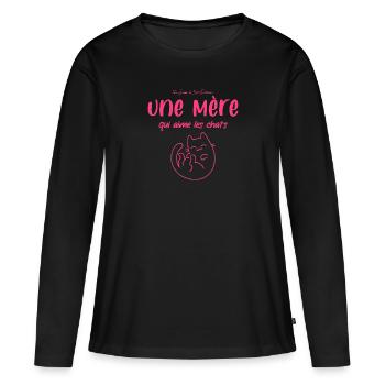Ne Jamais Sous-Estimer une Mère qui aime les chats - T-shirt manches longues Premium bio Femme - noir - Devant - Julia (174cm)