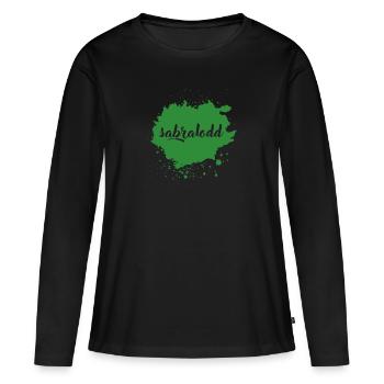 sabbralodd - franconian slang - Frauen Premium Bio Langarmshirt - Schwarz - Vorne - Julia (174cm)
