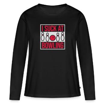 Je suis nul au bowling - T-shirt manches longues Premium bio Femme - noir - Devant - Julia (174cm)