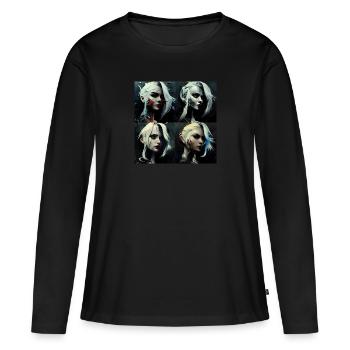 Futuristic Girl weiße Haarcollage - Frauen Premium Bio Langarmshirt - Schwarz - Vorne - Julia (174cm)
