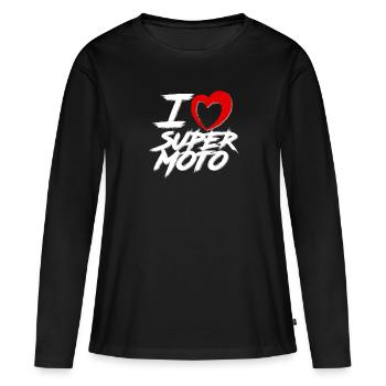 I love supermoto, i love supermotard - T-shirt manches longues Premium bio Femme - noir - Devant - Julia (174cm)