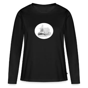 Remorqueurs avec fixation - T-shirt manches longues Premium bio Femme - noir - Devant - Julia (174cm)