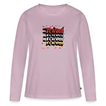 Voyage et vacances graffitti style texte art - T-shirt manches longues Premium bio Femme - rose poudré - Devant - Julia (174cm)