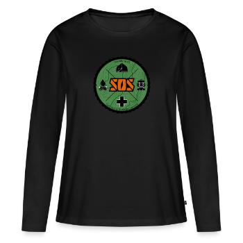 Logo SOS vert - T-shirt manches longues Premium bio Femme - noir - Devant - Julia (174cm)