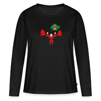 Passend zum Weihnachtsmann - Frauen Premium Bio Langarmshirt - Schwarz - Vorne - Julia (174cm)