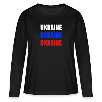 Ukraine Russian Flag - Frauen Premium Bio Langarmshirt - Schwarz - Vorne - Julia (174cm)