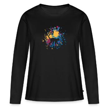 Éclaboussure de couleur de singe - T-shirt manches longues Premium bio Femme - noir - Devant - Julia (174cm)