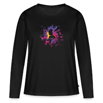 Sirène de coeur éclaboussure de couleur - T-shirt manches longues Premium bio Femme - noir - Devant - Julia (174cm)