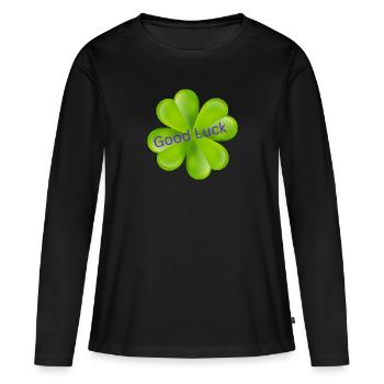 Bonne chance - T-shirt manches longues Premium bio Femme - noir - Devant - Julia (174cm)