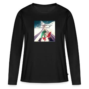 Liberté de vie de femme en farsi / Iran - T-shirt manches longues Premium bio Femme - noir - Devant - Julia (174cm)