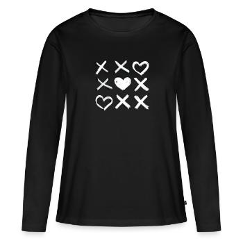 LOVE in a row - XOXO - Women's Premium Organic Long Sleeve Shirt - black - Front - Julia (174cm)