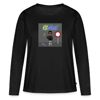Design HipHop décontracté pour se⚡🎤🔐 détendre - T-shirt manches longues Premium bio Femme - noir - Devant - Julia (174cm)