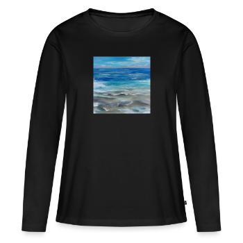 Blauer Himmel und Ozeanmalerei - Frauen Premium Bio Langarmshirt - Schwarz - Vorne - Julia (174cm)