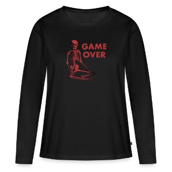 FIN DU JEU - T-shirt manches longues Premium bio Femme - noir - Devant - Julia (174cm)