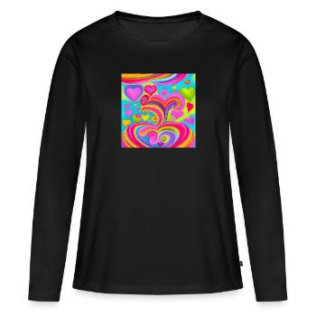 Amour coloré - T-shirt manches longues Premium bio Femme - noir - Devant - Julia (174cm)