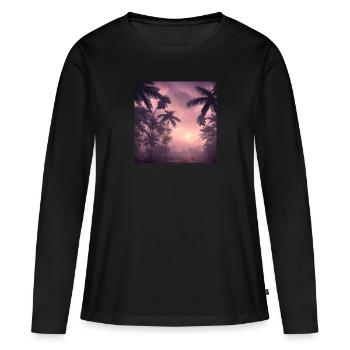 Abend zwischen Palmen - Frauen Premium Bio Langarmshirt - Schwarz - Vorne - Julia (174cm)