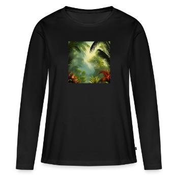 Exotisches Dschungel-Kunstwerk - Frauen Premium Bio Langarmshirt - Schwarz - Vorne - Julia (174cm)