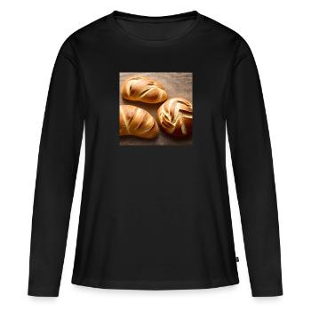 Portrait d’un pain croustillant - T-shirt manches longues Premium bio Femme - noir - Devant - Julia (174cm)