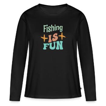 Fishing in Fun - Frauen Premium Bio Langarmshirt - Schwarz - Vorne - Julia (174cm)